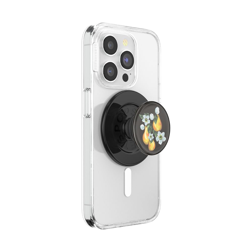 PopSockets Phone Grip for MagSafe, Magnetic Holder, Phone Stand, Black - Pear Blossom