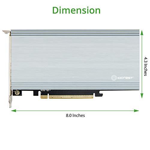 PCI-Express 3.1 x16 to 4x M.2 (PCIe) NVMe M-Key Adapter Card, Support Software RAID, Support M.2 Card Size: 22*30, 22*42, 22*60,