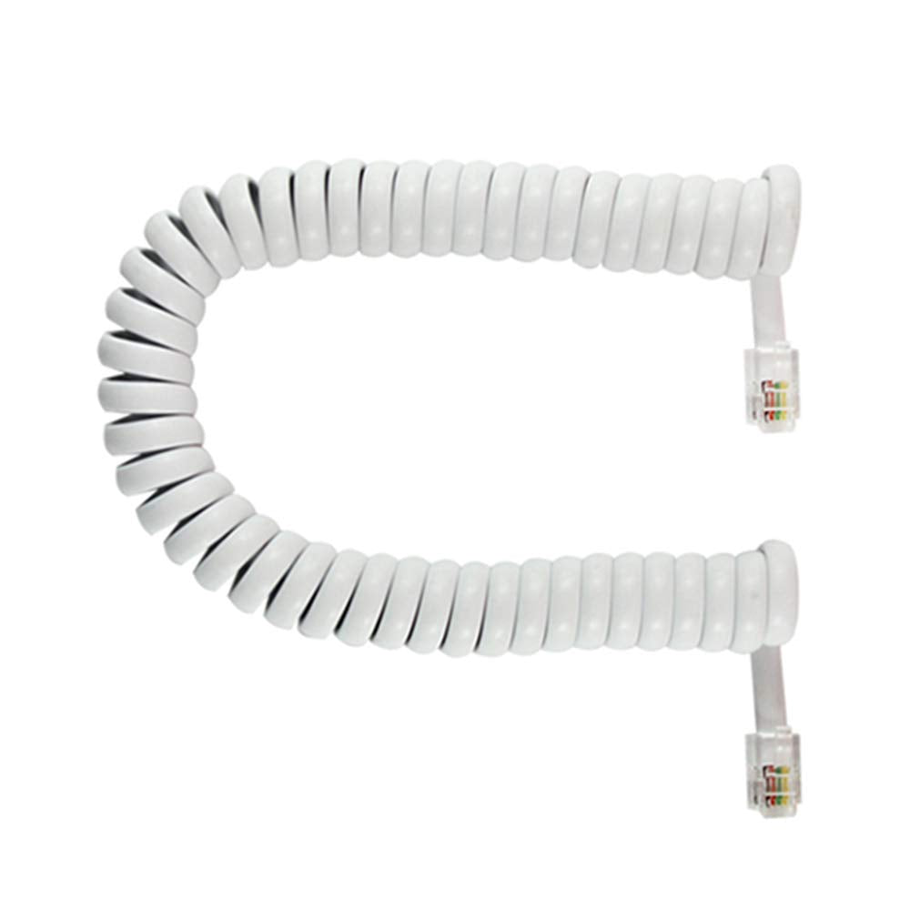 Saisn Telephone Handset Cord Modular Coiled Phone Curly Cable (6 Feet, White)