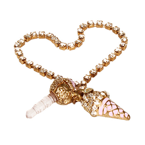 Luxury Crystal Diamond Icecream Dust Cap Pendant