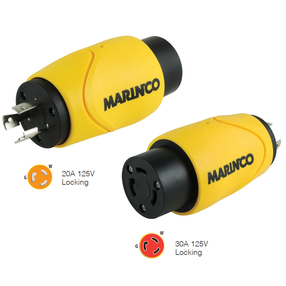 Marinco Straight Adapter 20Amp Locking Male To 30Amp Locking Female Connector,WBAUVA001343966