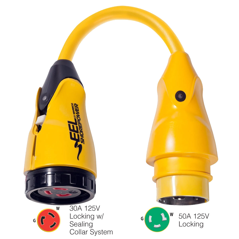 Marinco P503-30 Eel 30A-125V Female To 50A-125V Male Pigtail Adapter - Yellow,WBAUVA001343998