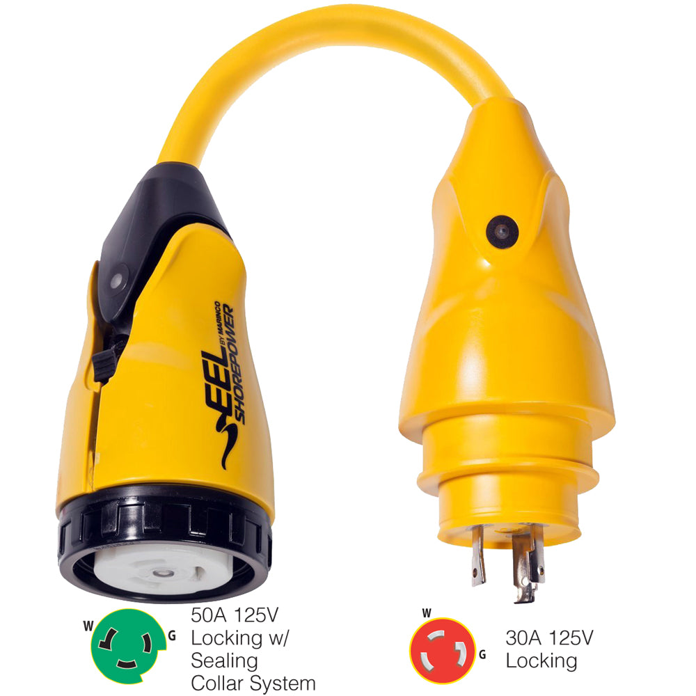 Marinco P30-503 Eel 50A-125V Female To 30A-125V Male Pigtail Adapter - Yellow,WBAUVA001343999