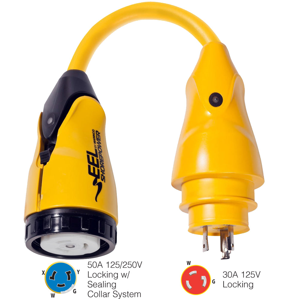Marinco P30-504 Eel 50A-125/250V Female To 30A-125V Male Pigtail Adapter - Yellow,WBAUVA001344001