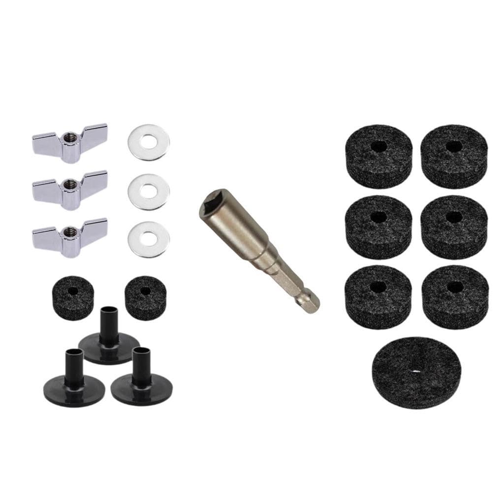 Enakshi 19 Pieces Cymbal Accessory Hardware Quick Release Portable Wing Nuts Washers Black