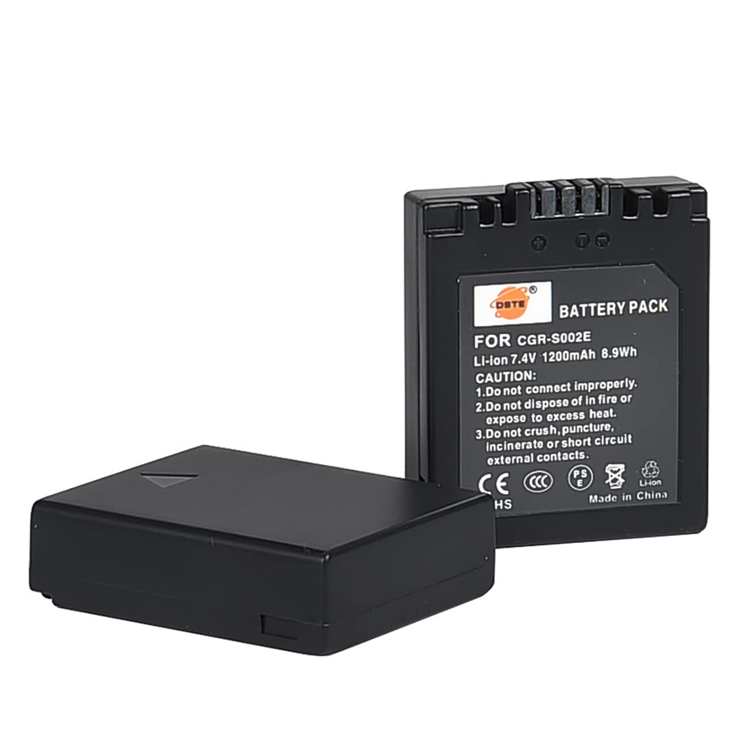 DSTE Replacement for 2X CGR-S002 CGR-S002E Li-ion Battery Compatible Panasonic Lumix DMC-FZ1 FZ2 FZ3 FZ4 FZ5 FZ10 FZ15 FZ20 Camera as CGA-S002 DMW-BM7