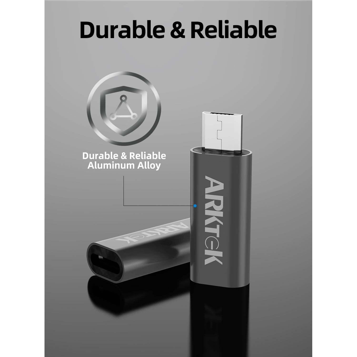 Arktek Micro Usb Adapter - Micro Usb (Male) To Type C (Female) Convert Connector With 56K Resistor Data Sync Charging Converter