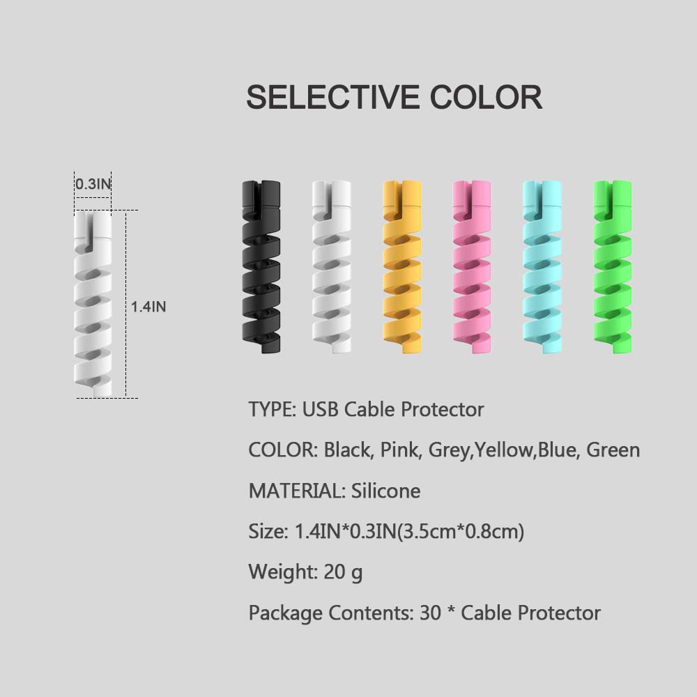 Wedawn 30 Pack Charger Cable Saver, Silicone Flexible Cord Protector, Cable Mouse Cable Wire Protector Compatible For Iphone, Ip
