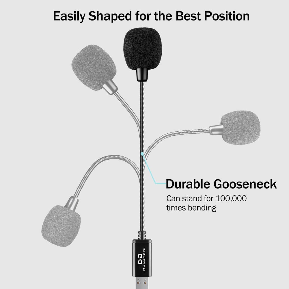 C G Changeek Mini Usb Microphone For Laptop And Desktop Computer, With Gooseneck & Universal Usb Sound Card, Compatible With Pc