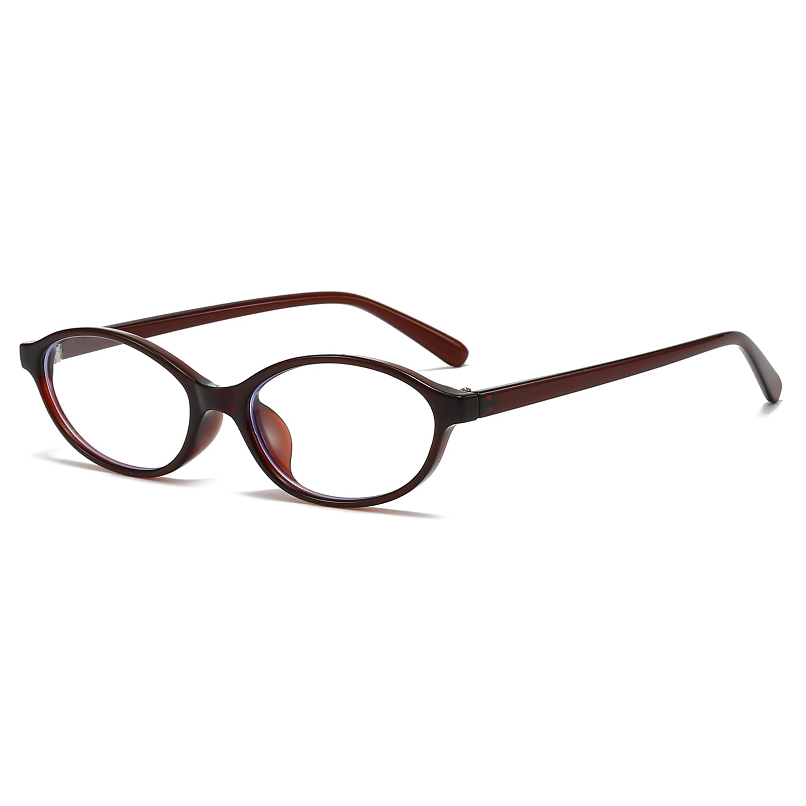 LJCZKA Oval Blue Light Blocking Glasses for Women Men Retro Small Oval Frame Y2K Cat Eye Computer Eyeglasses Clear Lens (Dark Br