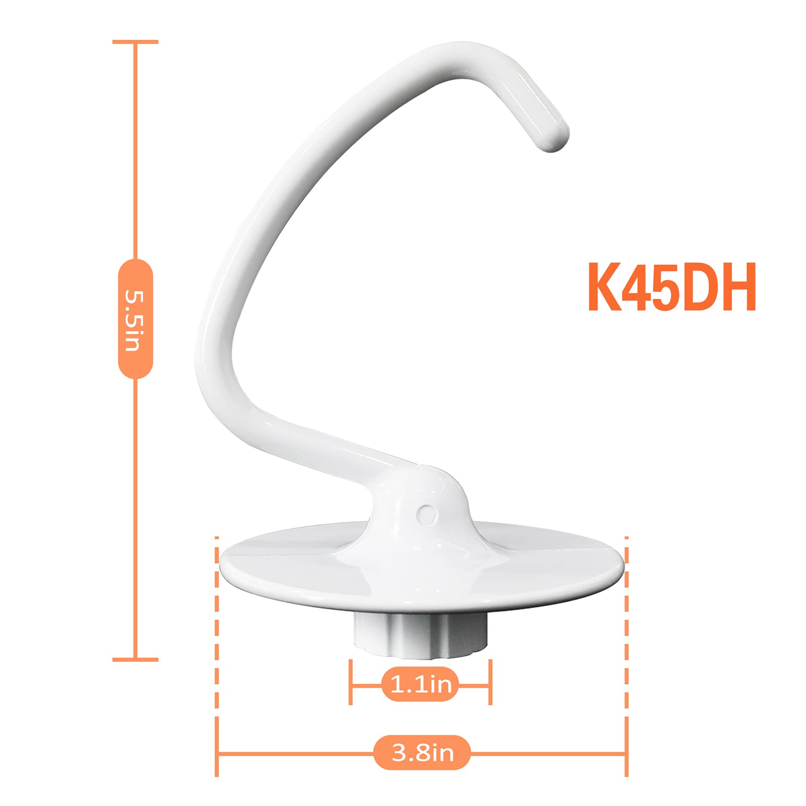 K45Dh Dough Hook Replacement For Kitchenaid Mixers   Compatible With K45, K45Ss, Ksm90, Ksm110, Ksm150 Tilt Head Stand Mixers, 4