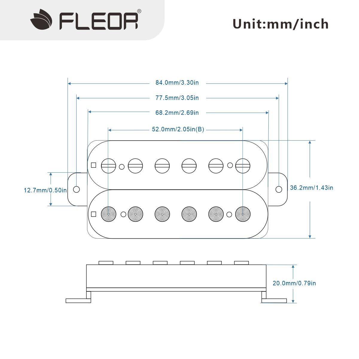 Fleor Electric Guitar Humbucker Pickups Bridge Alnico 5 Pickup Black