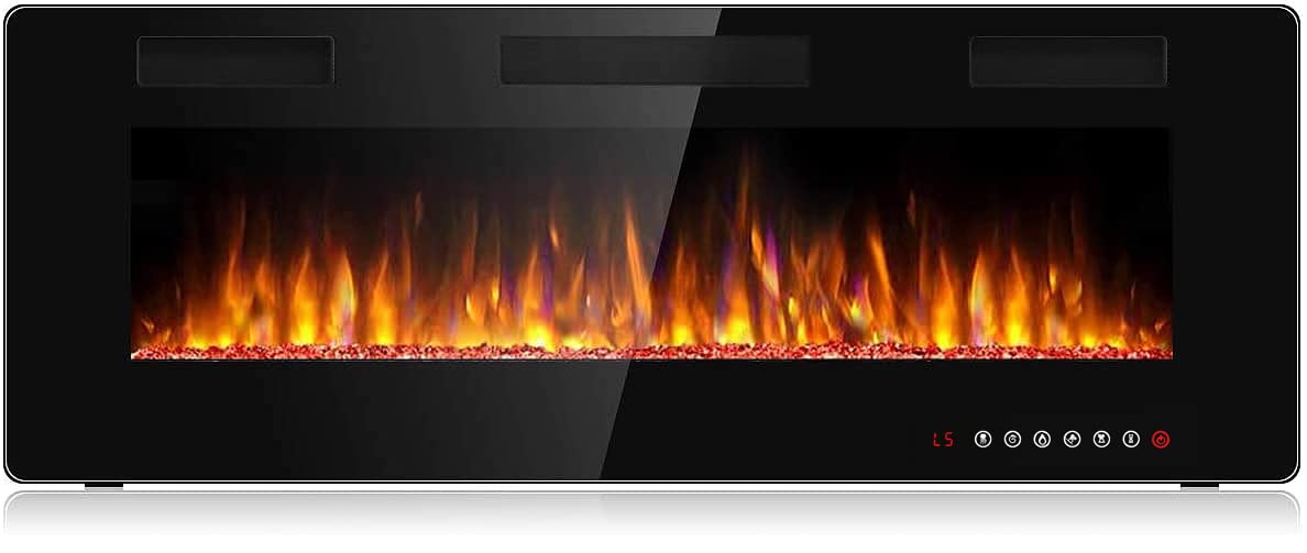 Bossin 50 Inch Ultra Thin Silence Linear Electric Fireplace, Recessed Wall Mounted Fireplace, Fit For 2 X 4 And 2 X 6 Stud, 12 A