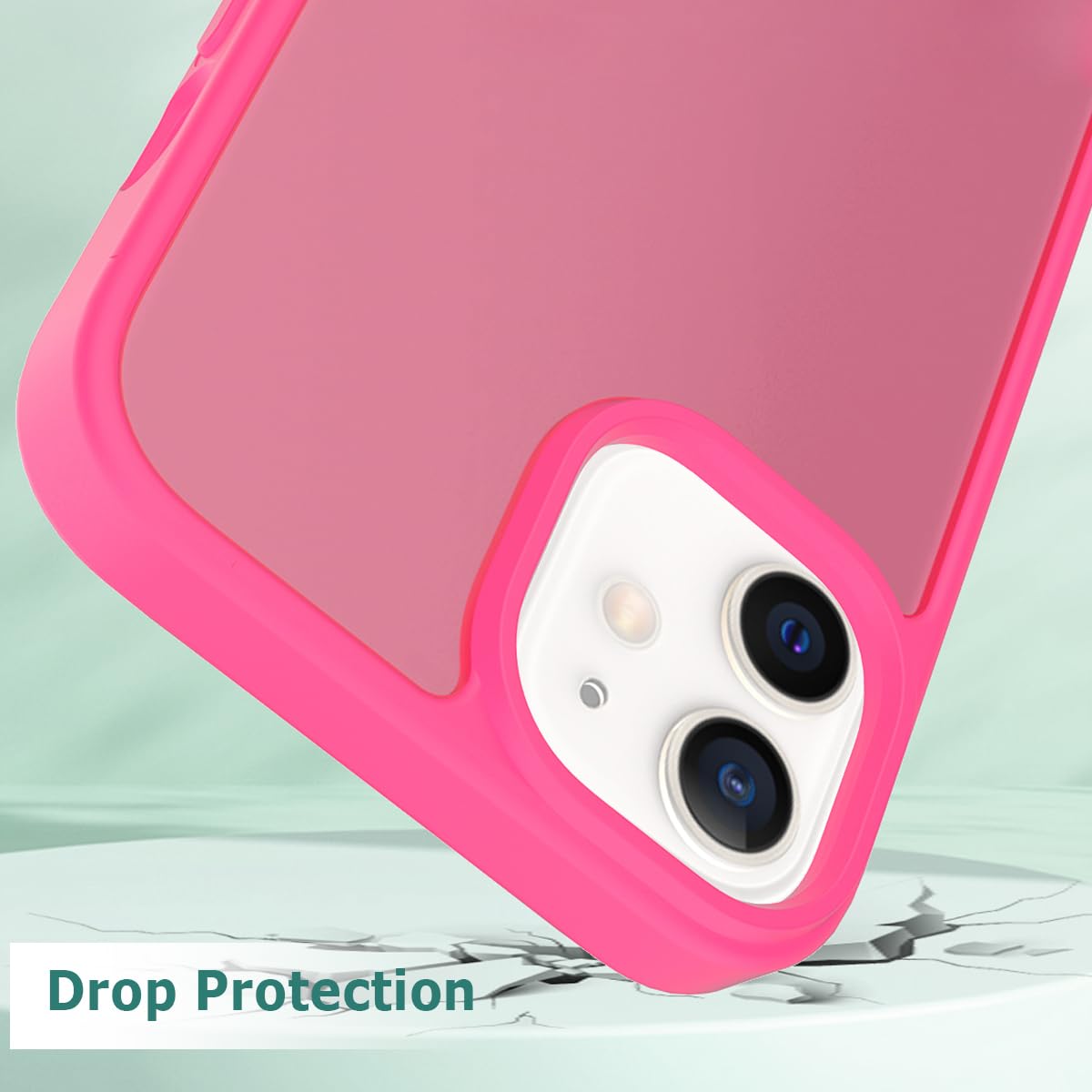 Tenoc Phone Case Compatible With Iphone 12 Mini, Hot Pink Case Translucent Protective Bumper Matte Hard Back Cover For 5.4 Inch