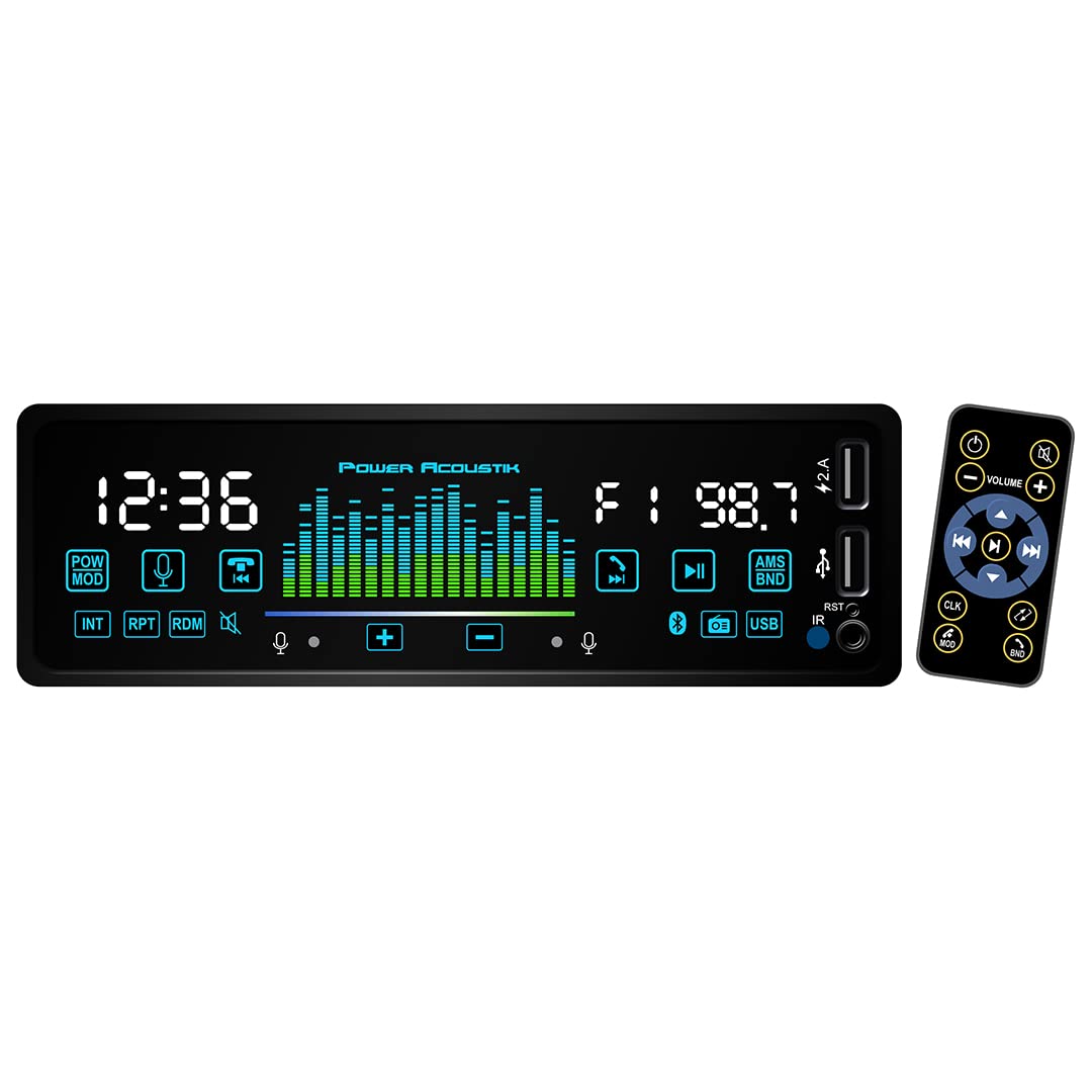 Power Acoustik Pl 60Mb Single Din Mp3 Car Stereo, Touch Panel, Google Voice Control, Hand Motion, Bluetooth, 1 Din Usb Aux
