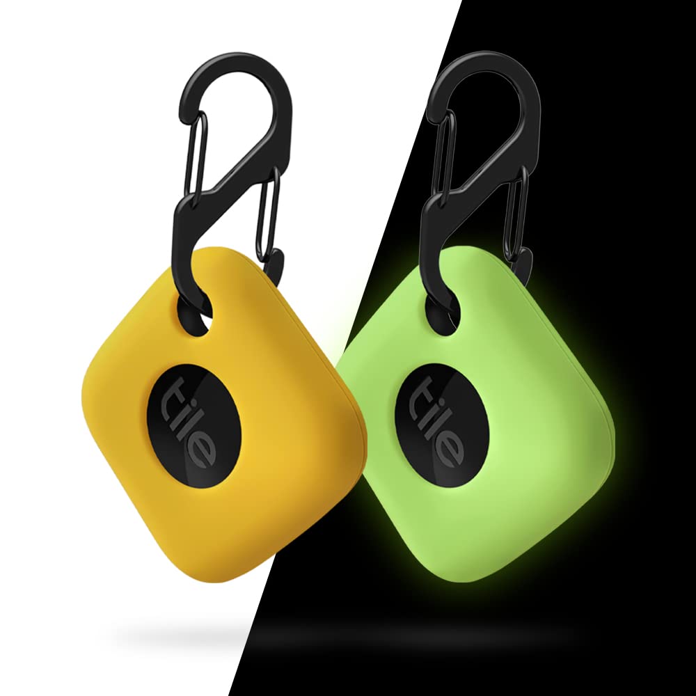 Geiomoo Silicone Case For Tile Mate 2022, Soft Scratch Resistant Cover With Carabiner (2 Pack Yellow+Fluorescent Green)