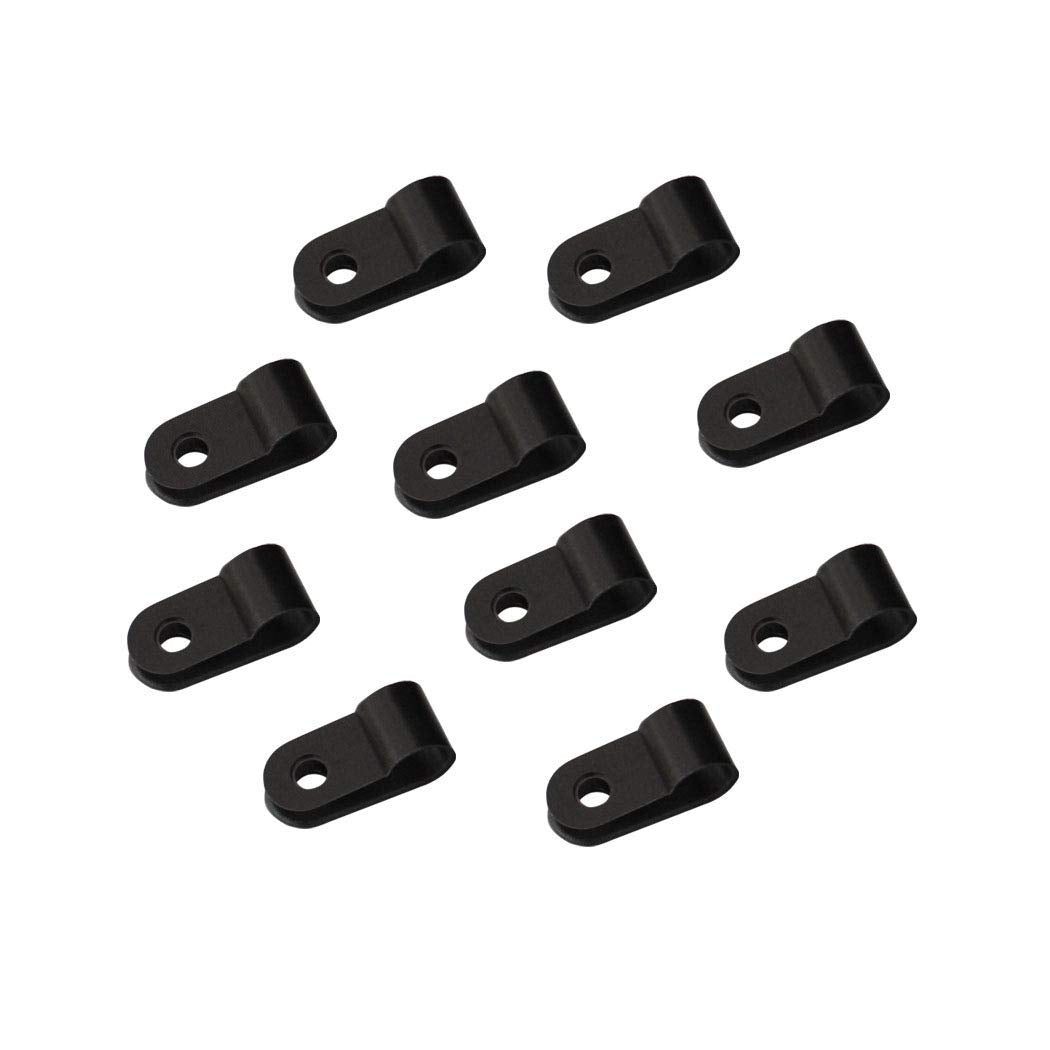 heyous R-Type Cable Clamp Nylon Black 1/4 inch (6.4mm) Wire Fastener Organizer 100pcs