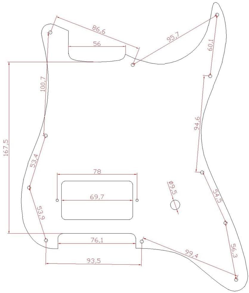 Kaish 11 Hole St/Strat Style One Humbucker Guitar Pickguard Scratch Plate For Delonge Stratocaster/Strat Red Pearl
