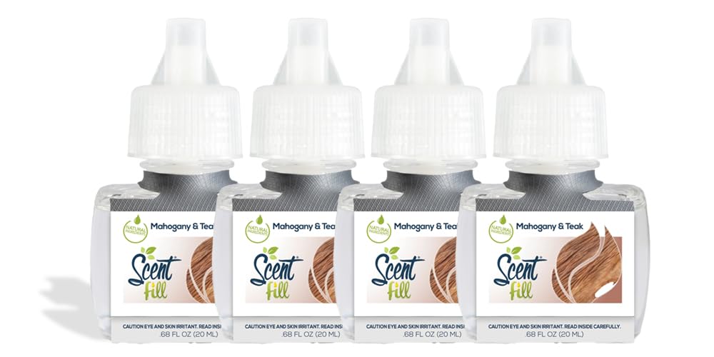 Scent Fill Mahogany & Teak Plug In Air Freshener, 4 Scented Oil Refills