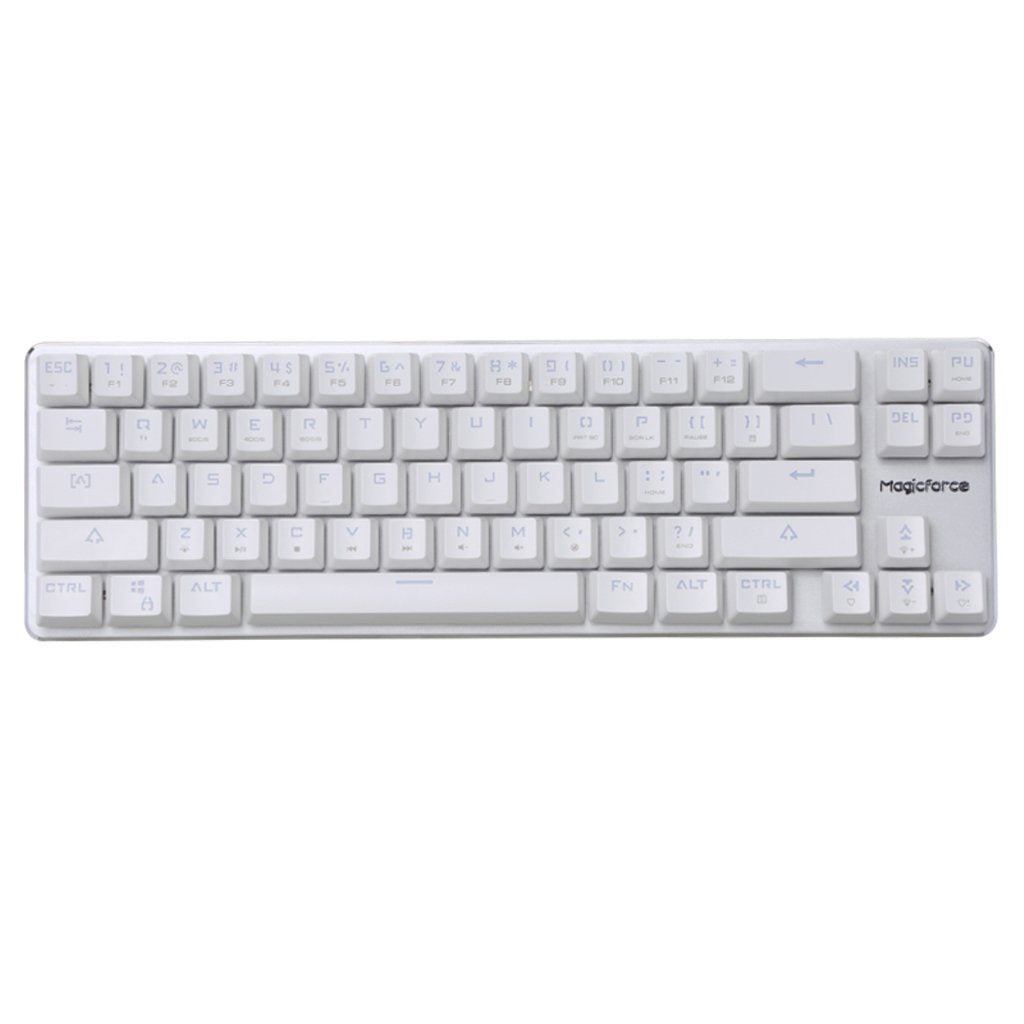 Qisan Happy Deals 10% Discount Off Mechanical Keyboard Gaming Keyboard Blue Switch 68 Keys Mini Design (60%) Gaming Wired Keyboard White Silver Magicforce