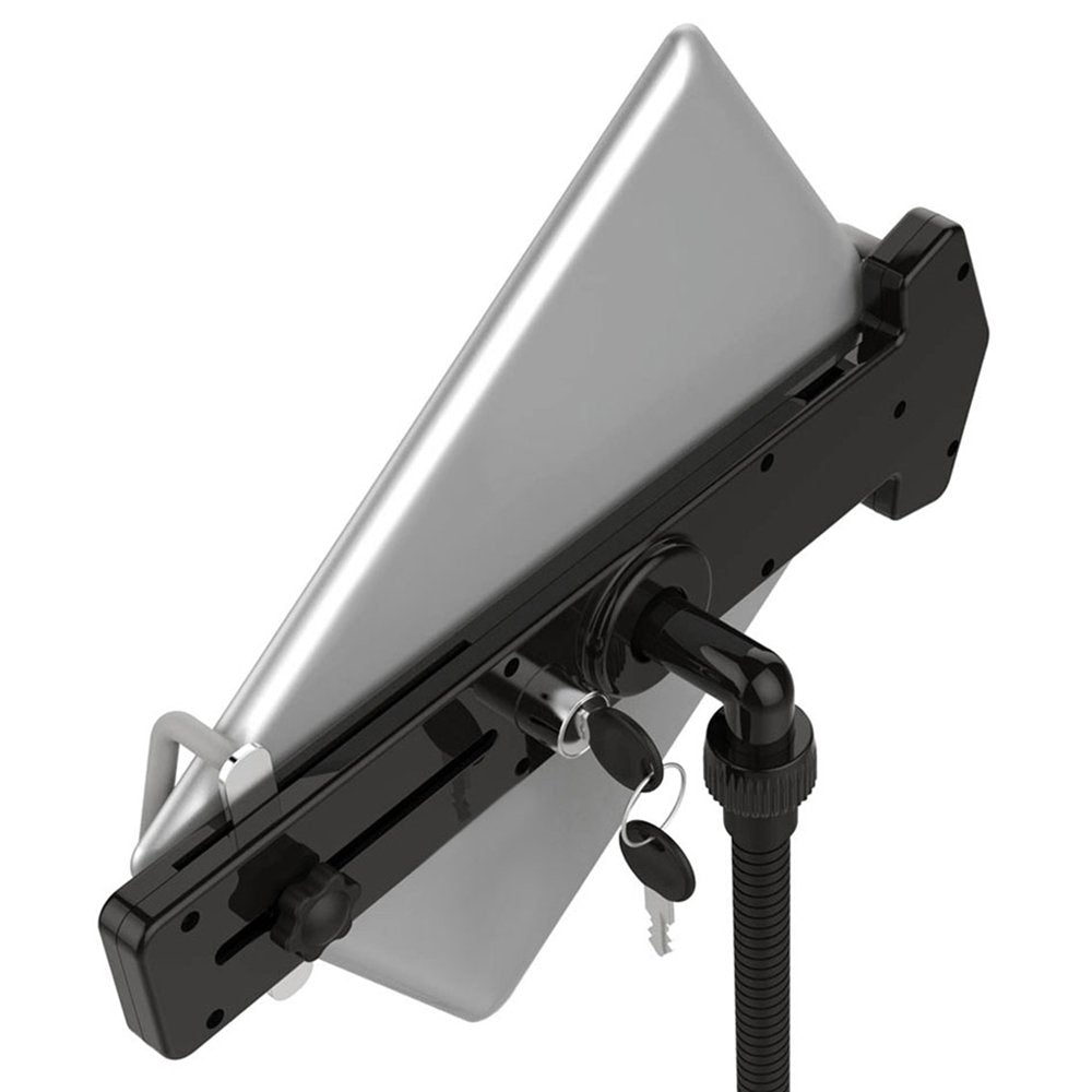 Pyle Tablet Metal Security Rack Stand Holder, Anti Theft Design With Usb Charging Port, Adjustable Height And 300 Degree Rotatio