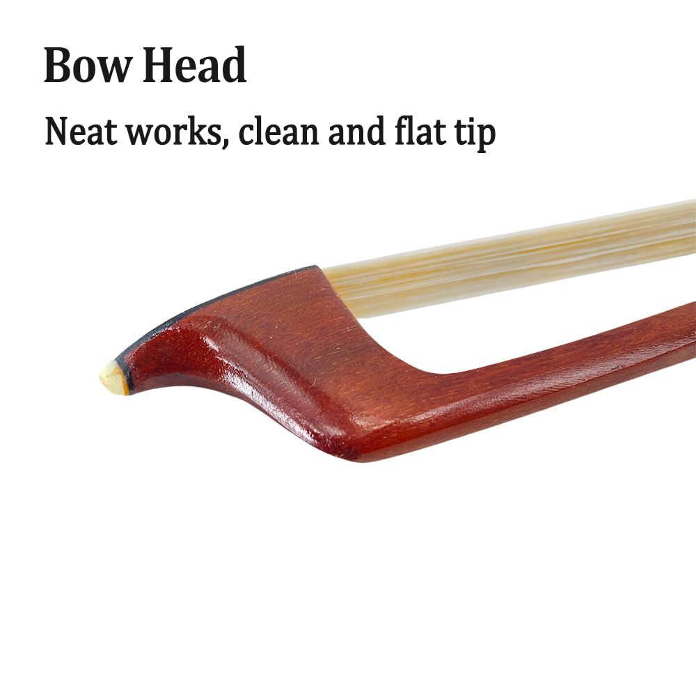 Yinfente 4/4 Cello Bow Full Size Bows Brazilwood Natural Mongolian Bow Hair Ebony Frog Straight (4/4)