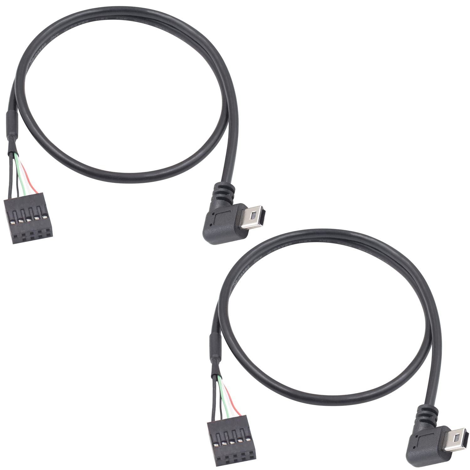 Duttek 1.65Ft/50Cm Mini Usb Male To 9 Pin Motherboard Female Adapter Cable, 2 Pack, High Speed, Black, Indoor Use, Compatible Wi