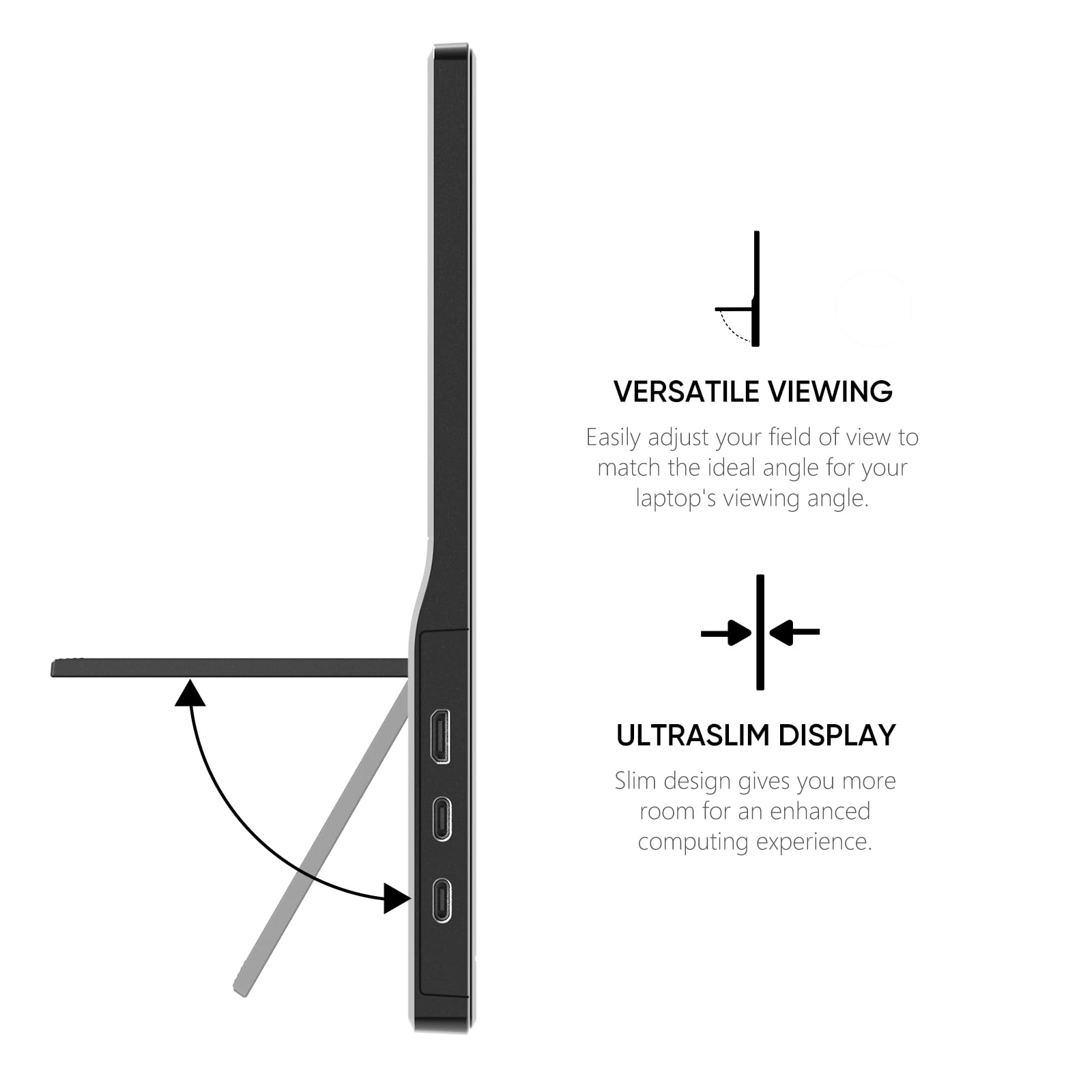 Anyuse Portable Monitor 15.6 Inch 1080P Usb-C Hdmi Ultra-Slim Travel Monitor With Kickstand, For Laptop, Pc, Mac Phone, Ps, Xbox