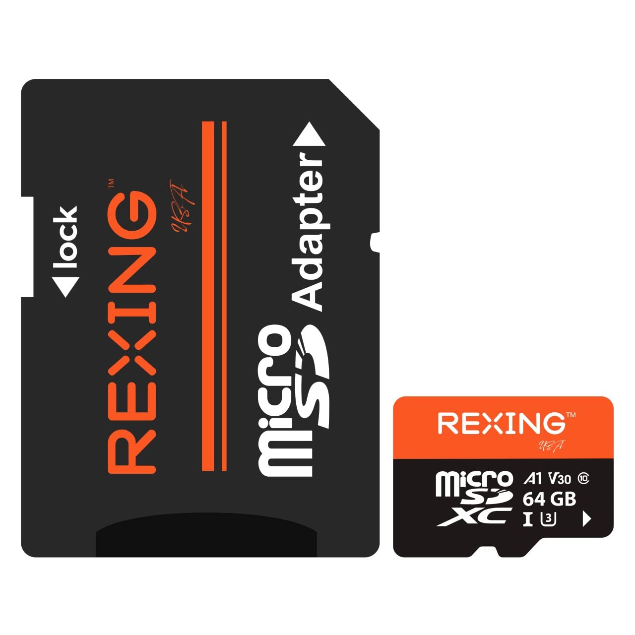 Rexingusa 64Gb Microsdxc Uhs 3 4K Full Hd Video High Speed Transfer Monitoring Sd Card With Adapter For Dash Cams, Surveillance