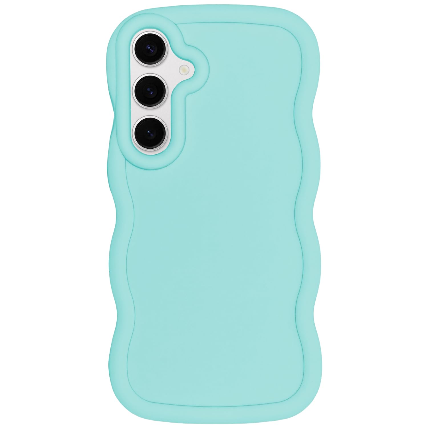 WOGROO Slim Fit Case for Samsung Galaxy S24 Plus 5G, Wave Frame, Cute Soft TPU Thin Protective Phone Cover for Women, Light Cyan