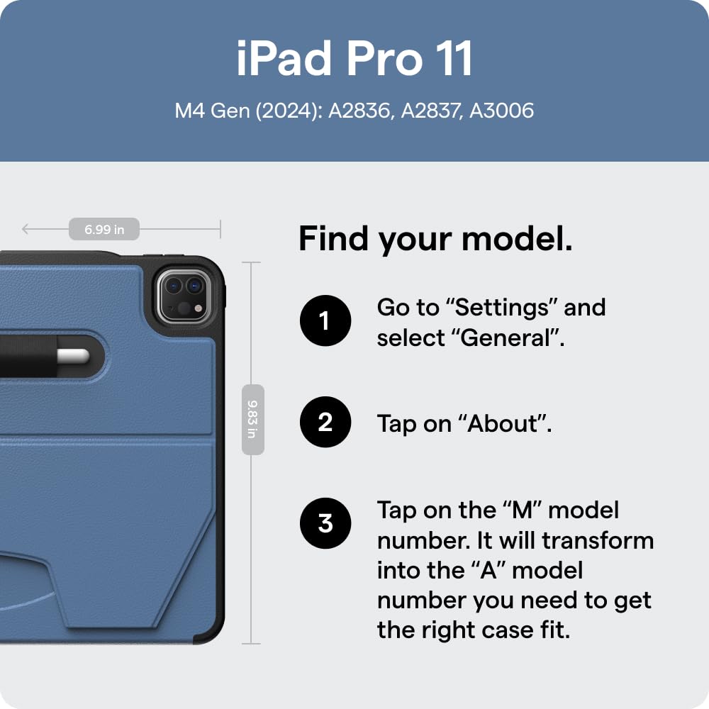 Zugu Case For Ipad Pro 11 (M4) 2024, Slim Protective Cover With Apple Pencil Holder, Auto Wake/Sleep, Multiple Viewing Angles, I