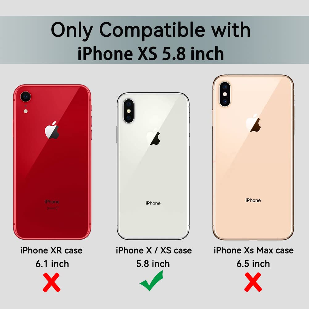 Coolqo Compatible For Iphone X/Xs Case [10 Ft Military Grade Drop Protection][2 X Tempered Glass Screen Protector][Dual Layer] H