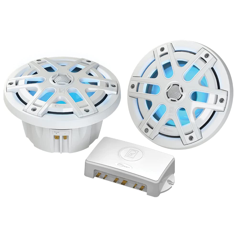 Poly Planar Ma Oc6 6.5'' Round Waterproof Blue Led Lit Speaker   White,
