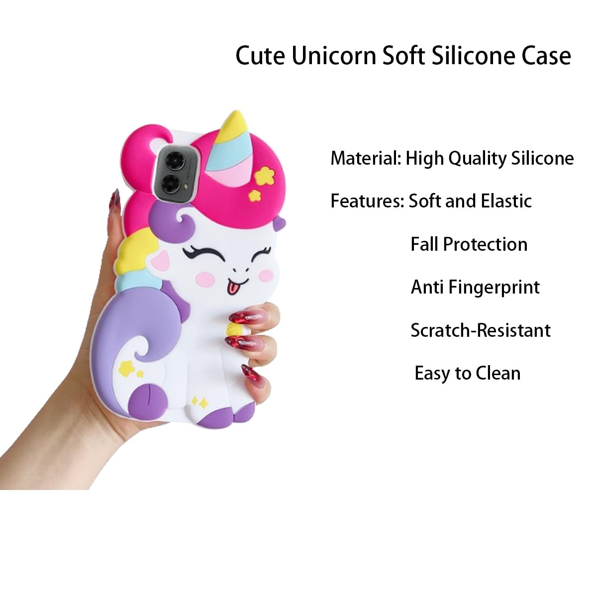 Wifantien 3D Cute Unicorn Soft Case For Moto G Stylus 5G 2024,Cartoon Kawaii Fashion Character Unicorn Horse Kids Girls Women So