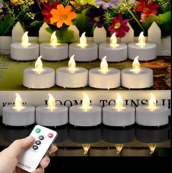 Tea Light Candles With Remote Control,Flickering Flameless Led Candle,Long Lasting 400+Hours,Battery Operated With Timer For Hom