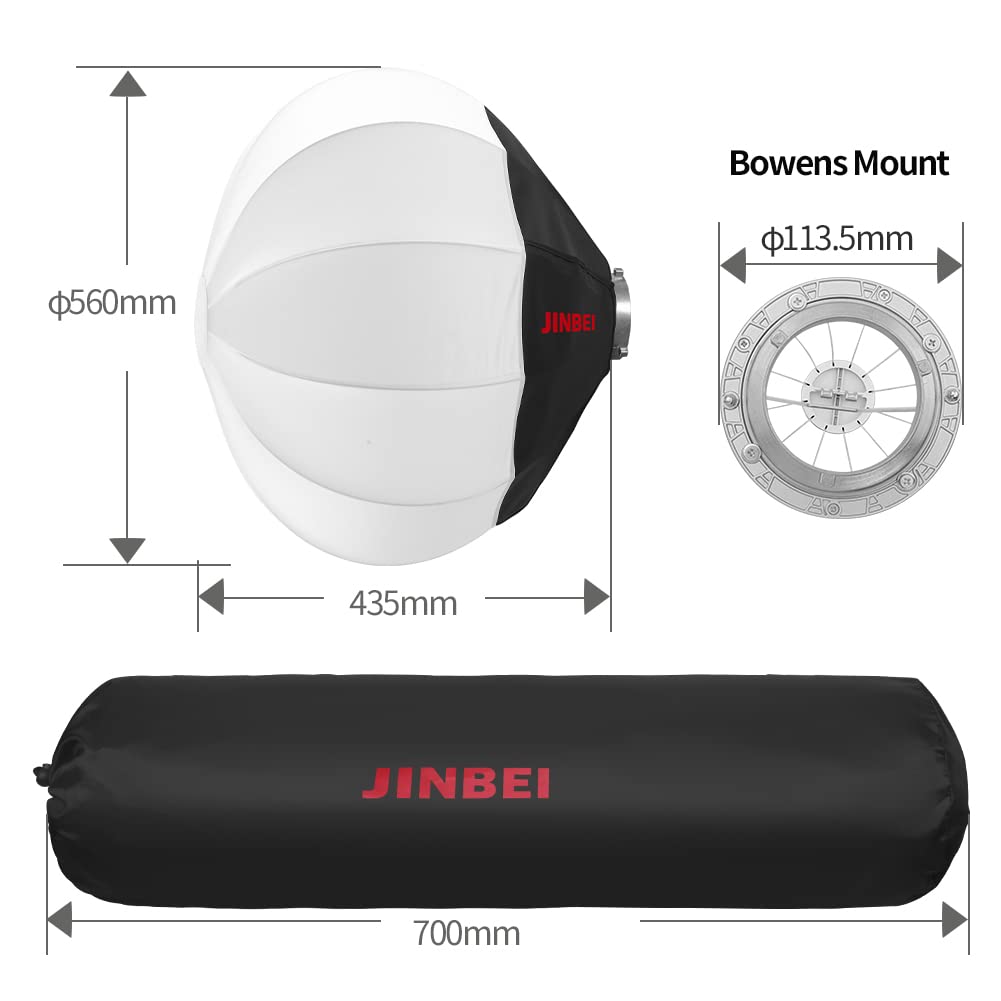 Jinbei 22Inch/56Cm Lantern Softbox Bowens Mount Softbox One Step Quick Release Soft Light Modifier For Jinbei Video Light Compat