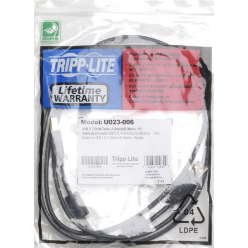 Tripp Lite Usb 2.0 Hi-Speed A/B Cable With Ferrite Chokes (M/M) 6-Ft. (U023-006), Black