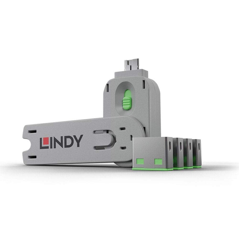 Lindy USB Port Blocker - Pack of 4, Green (40451)