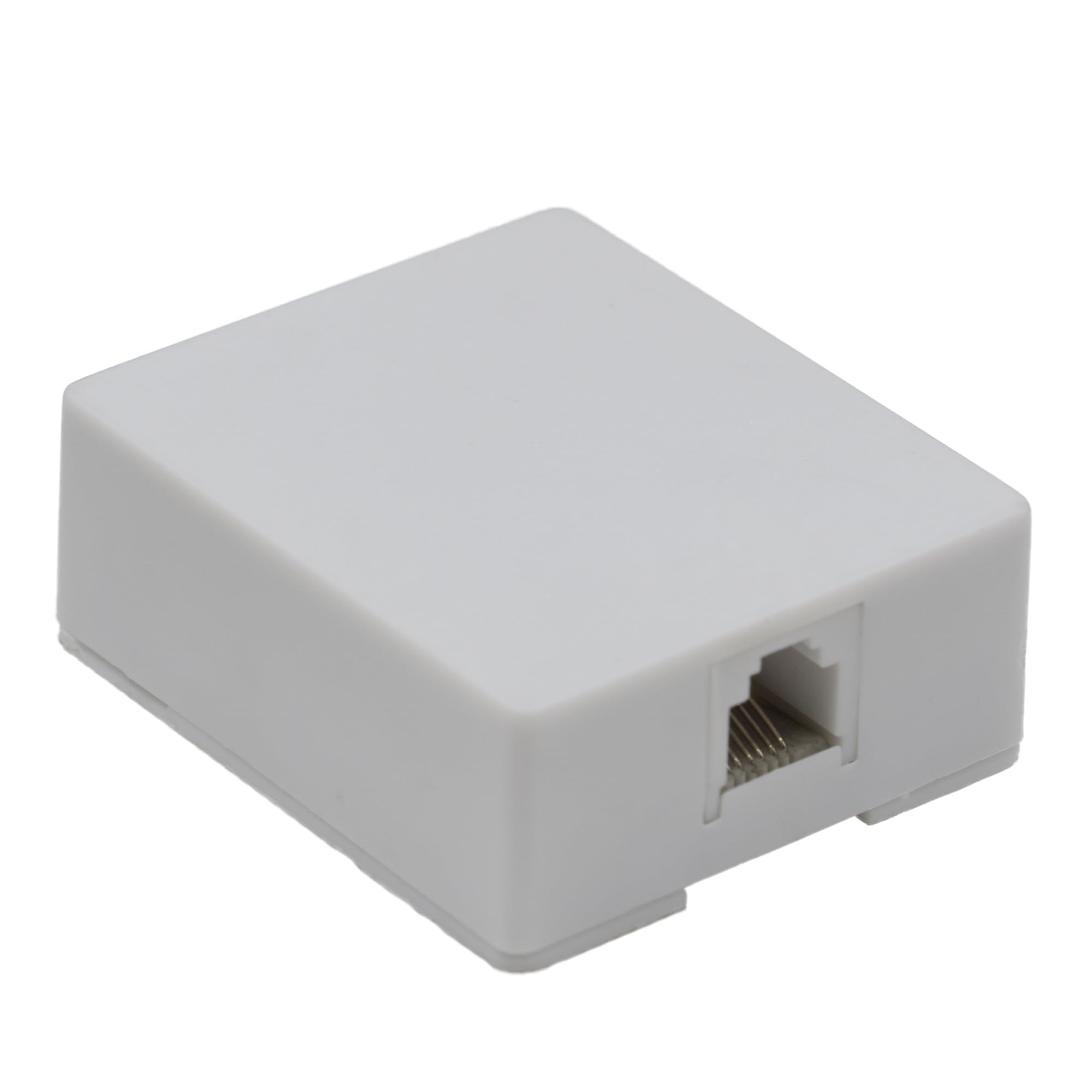 Phone Surface Mount Jack, White, Rj11 / Rj12, Single Port Telephone Jack, Data/Voice, 6P6C (6 Pin 6 Conductor), Cablewholesale