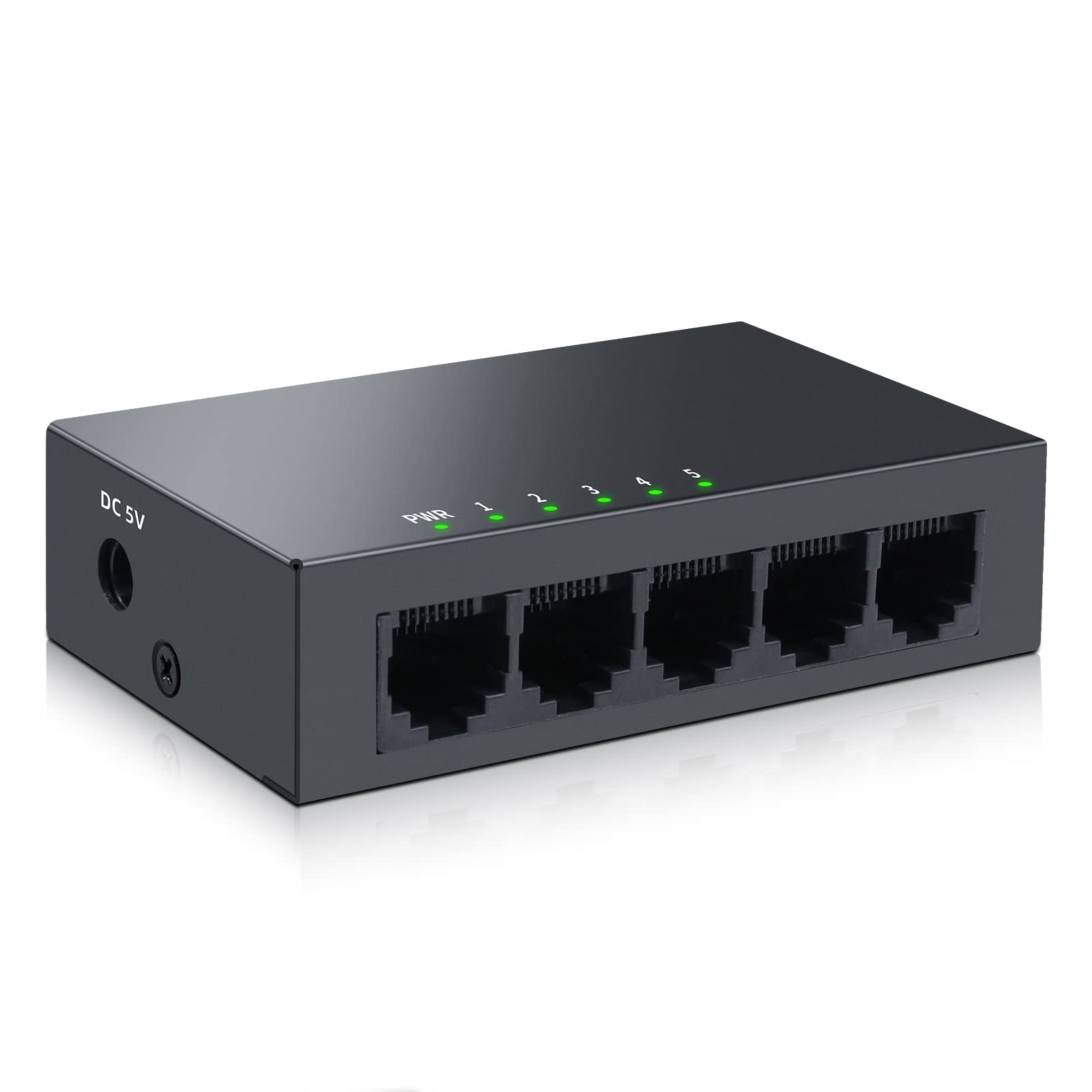 Sodola 5 Port Gigabit Ethernet Switch|Mini Metal Housing Switch|Plug&Play|Fanless Design| Desktop Ethernet Splitter |Quiet Unman