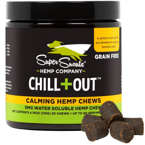 Super Snouts Chill Out Calming Chews For Dogs  Cats, 30 Chews (Up To 60 Servings)   For Behavioral Management, Aids Stress  Nerv