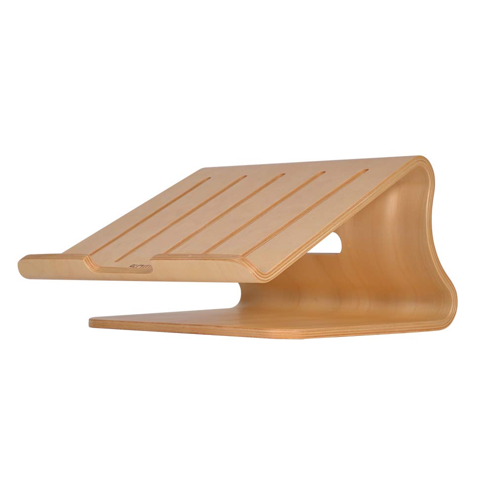 SAMDI Wood Laptop Stand, White Birch, Ergonomic Design for Most Laptops Heat Dissipation, Cord Management, Suitable for Desk or Tabletop (2020-02)