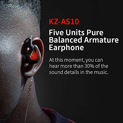 Kz As10 Pure 5 Balanced Armature 5Ba Earphone, Musician In Ear Monitor Headphone High Fidelity Hifi Headset (With Microphone, Black)�
