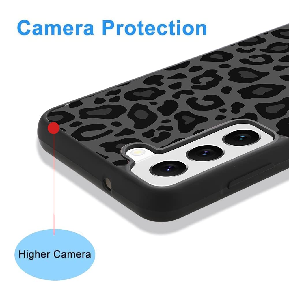 KANGHAR Phone Case for Samsung Galaxy S23 Plus 5G Shockproof Rugged TPU Black Leopard