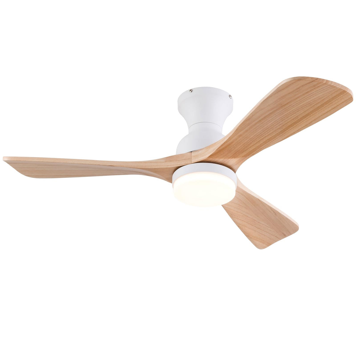 Xbibi 42 Inch Low Profile Ceiling Fan With Light And Remote, 3 Color Dimmable Flush Mount Ceiling Fan, 6 Speeds Dc Motor, Wood H