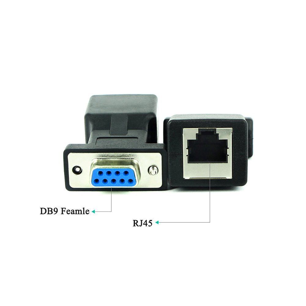 Lfhukeji Rj45 To Rs232,Db9 9 Pin Serial Port Female To Rj45 Female Cat5E/6 Ethernet Lan Extend Adapter