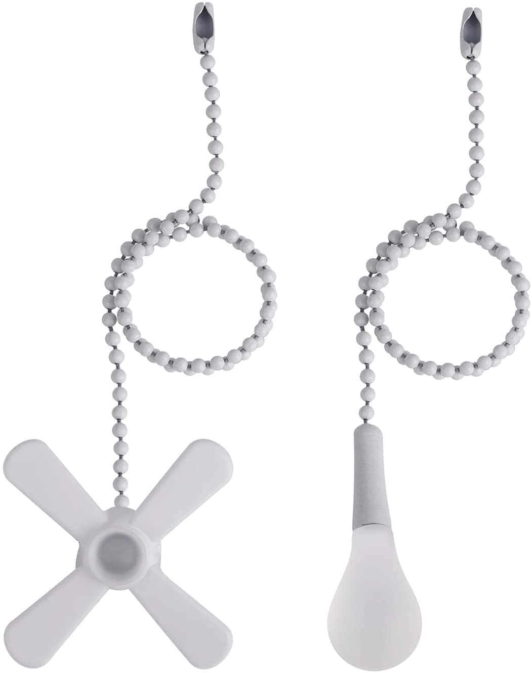 Sunswan Ceiling Fan Pull Chain, 2Pcs 3Mm Diameter Beaded Ball Fan Pull Chain, 13.6 Inches Fan Pulls Set With Connector (White) S