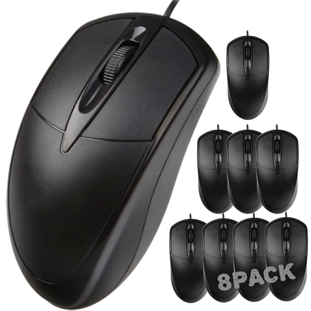 Gozanga 8 Pack Bundle Usb Mouse Set Classic Sturdy Design Fits All Desktop Laptop Chromebook Computers To Be Used At Office Scho