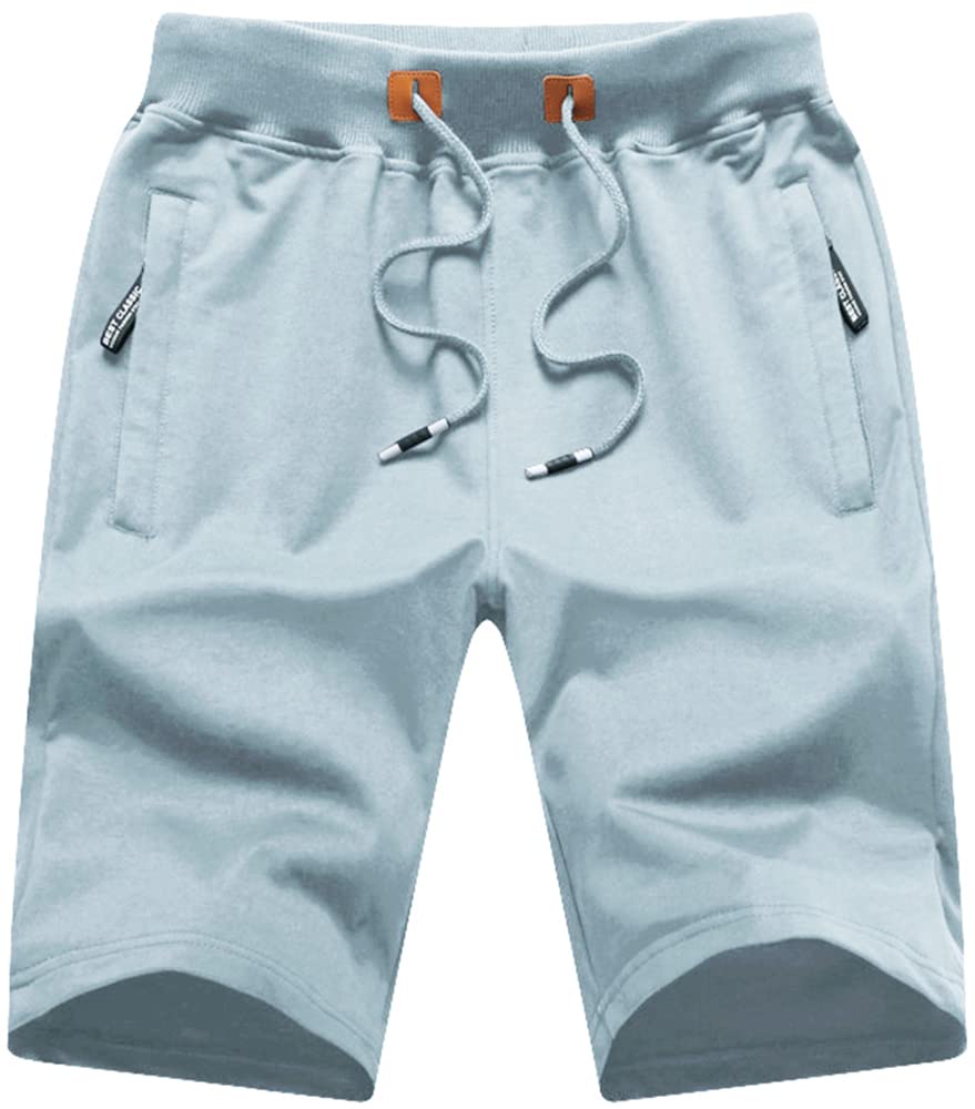 Qpngrp Mens Shorts Stretch Casual Zipper Pockets Elastic Waist Silvergray 38