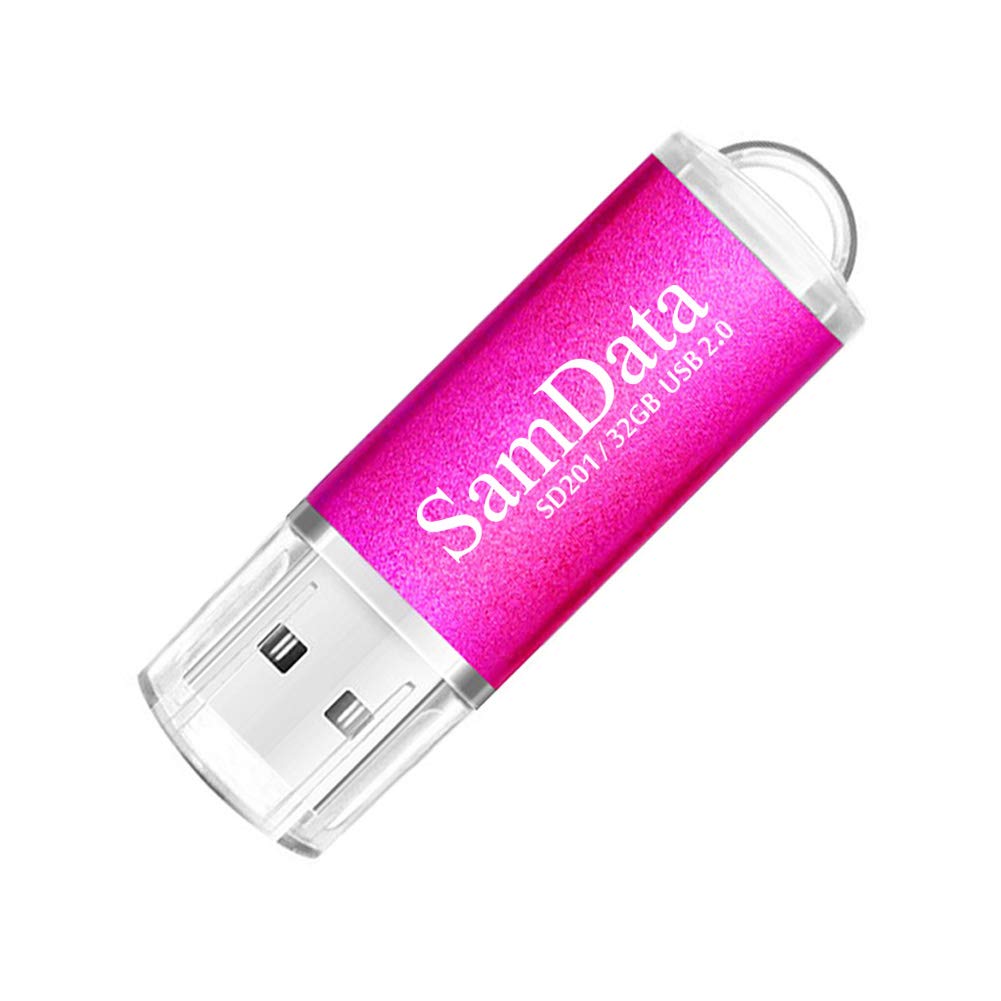 Samdata 5 Pack 32Gb Usb Flash Drives Usb 2.0 Thumb Drives Memory Stick Jump Drive Zip Drive, 5 Colors: Black Blue Green Silver Pink